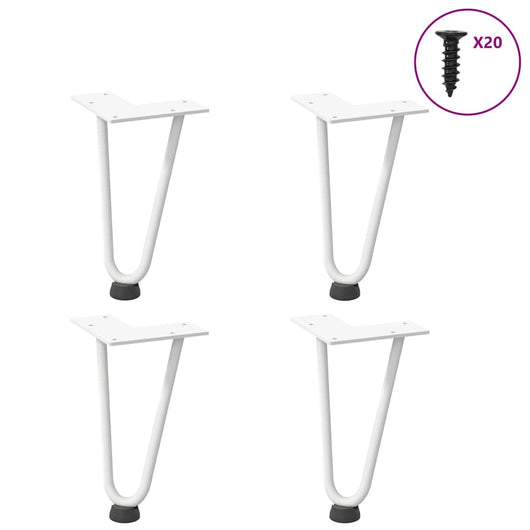 Gambe per Tavolo a Forcina 4 pz Bianco 20 cm Acciaio Massiccio 4012413