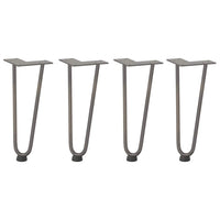 Gambe a forcina per tavolino 4 pz in acciaio naturale 30 cm in acciaio massiccio