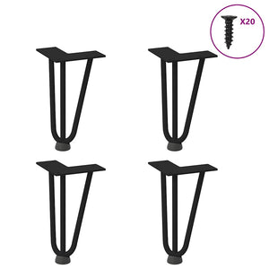 Gambe per Tavolo a Forcina 4 pz Nero 20 cm in Acciaio Massiccio 4012432