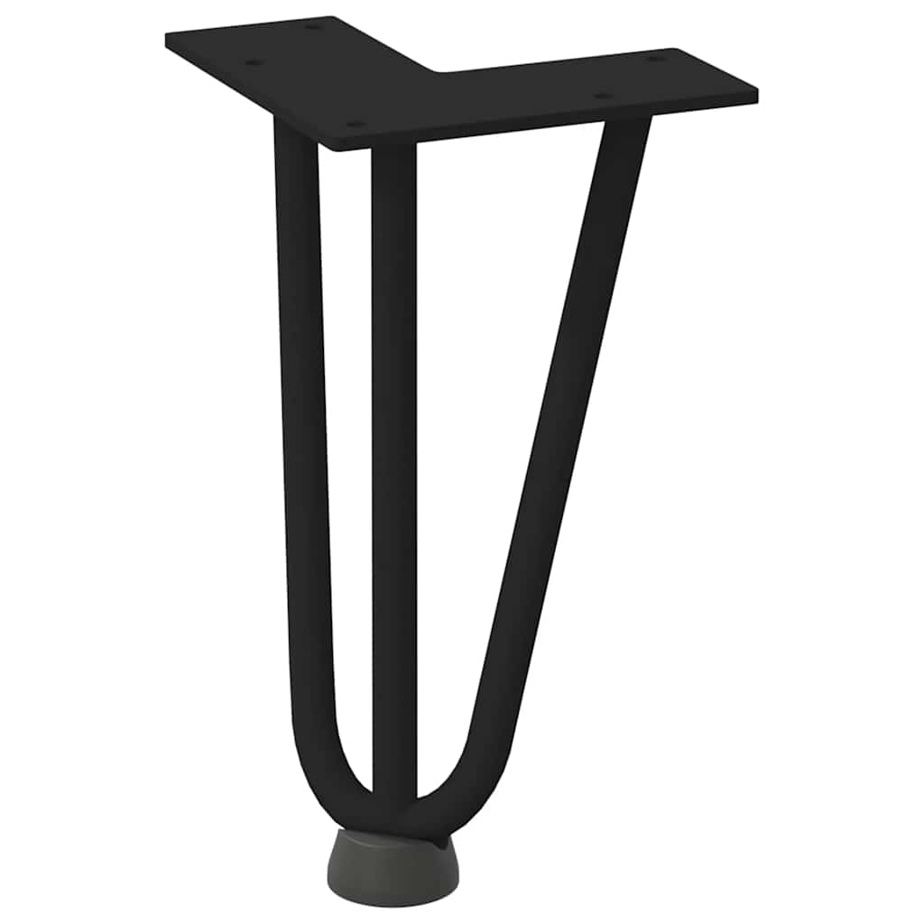 Gambe per Tavolo a Forcina 4 pz Nero 20 cm in Acciaio Massiccio 4012432