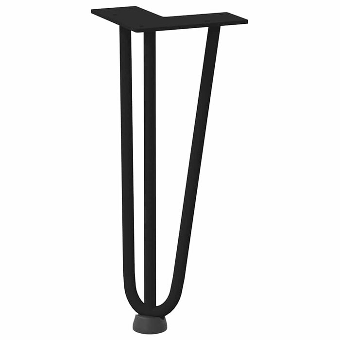Gambe per Tavolo a Forcina 4 pz Nero 30 cm in Acciaio Massiccio 4012436
