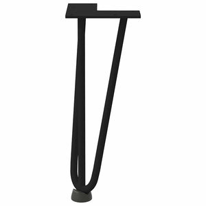 Gambe per Tavolo a Forcina 4 pz Nero 30 cm in Acciaio Massiccio 4012436