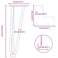 Gambe a forcina per tavolino 4 pz antracite 30 cm acciaio massiccio 4012438