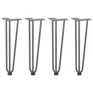 Gambe a forcina per tavolino 4 pz in acciaio naturale 42 cm in acciaio massiccio 4012443