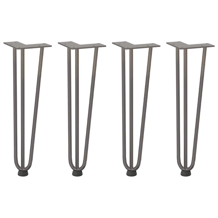 Gambe a forcina per tavolino 4 pz in acciaio naturale 42 cm in acciaio massiccio 4012443