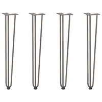 Gambe a forcina per tavoli consolle 4 pz in acciaio naturale 72 cm in acciaio massiccio