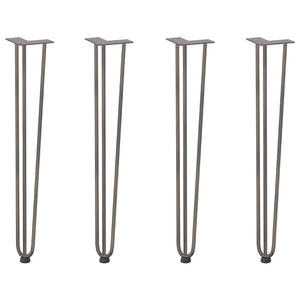 Gambe a forcina per tavoli consolle 4 pz in acciaio naturale 72 cm in acciaio massiccio