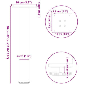 Gambe per Tavolino da Caffè 4 pz Nere 30-32 cm Acciaio 4012448