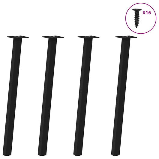 Gambe per tavolo consolle 4 pz nere 72 cm in acciaio
