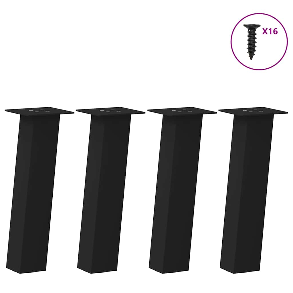 Set di 4 gambe per tavolino da caffè dal design moderno da 30 cm con cuscinetti antigraffio in acciaio nero 02_0056793