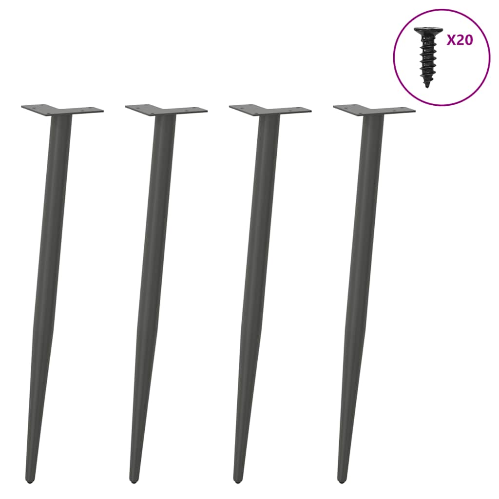 vidaXL Gambe per Tavolo Consolle Forma Conica 4 pz Antracite 72-73 cm Acciaio