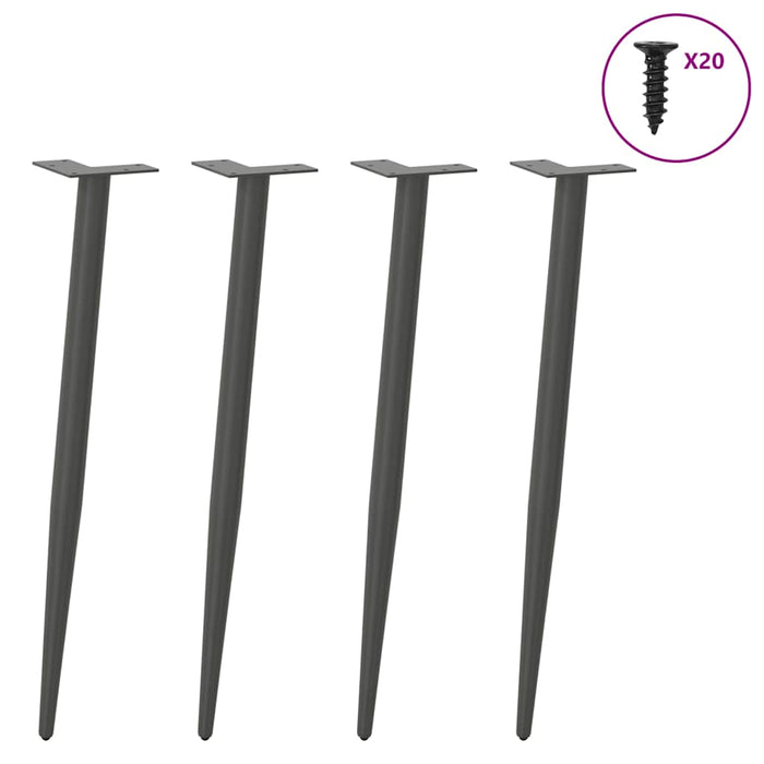 vidaXL Gambe per Tavolo Consolle Forma Conica 4 pz Antracite 72-73 cm Acciaio