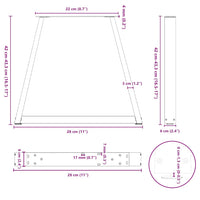 Gambe per Tavolino da Caffè a Forma di V 2 pz Nere 28x(42-43,3) cm Acciaio 4012540