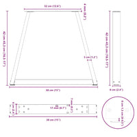 Gambe per Tavolino da Caffè a Forma di V 2 pz Nere 38x(42-43,3) cm Acciaio 4012544