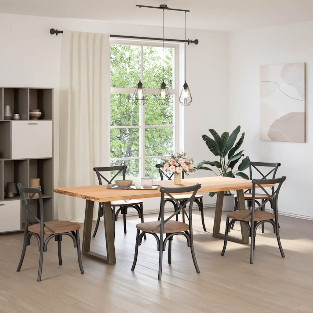 Gambe per tavolo da pranzo a forma di V 2 pz in acciaio naturale 60x(72-73,3) cm 4012567