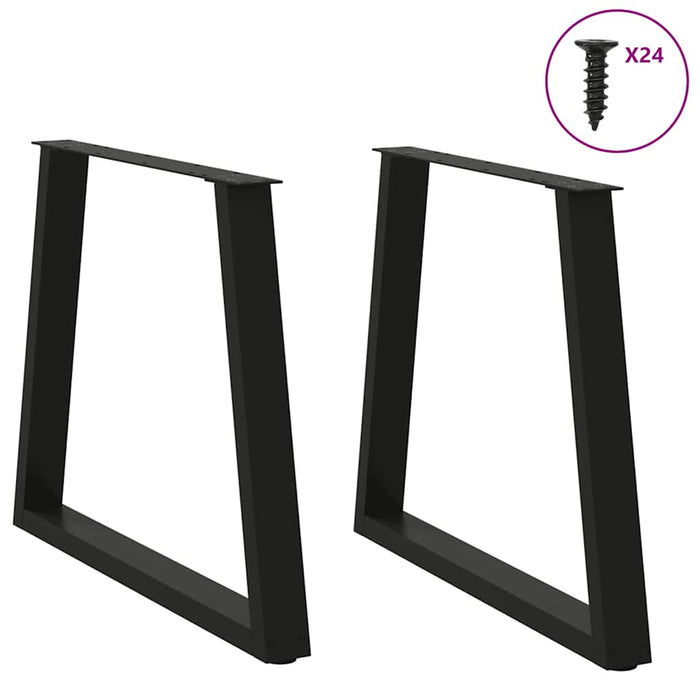 Gambe per tavolo da pranzo a forma di V 2 pz nere 70x(72-73,3) cm in acciaio