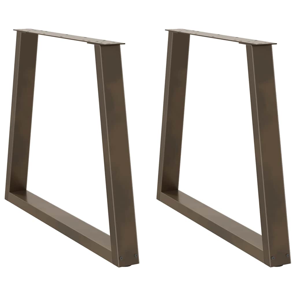 Gambe per tavolo da pranzo a forma di V 2 pz in acciaio naturale 80x(72-73,3) cm