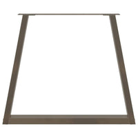 Gambe per tavolo da pranzo a forma di V 2 pz in acciaio naturale 80x(72-73,3) cm