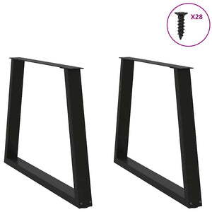 Gambe per tavolo da pranzo a forma di V 2 pz nere 90x(72-73,3) cm in acciaio