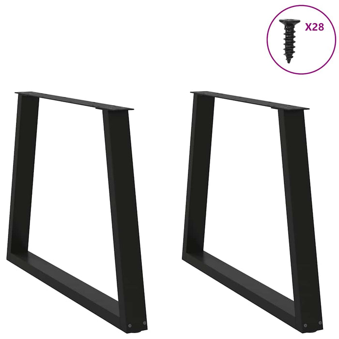 Gambe per tavolo da pranzo a forma di V 2 pz nere 90x(72-73,3) cm in acciaio