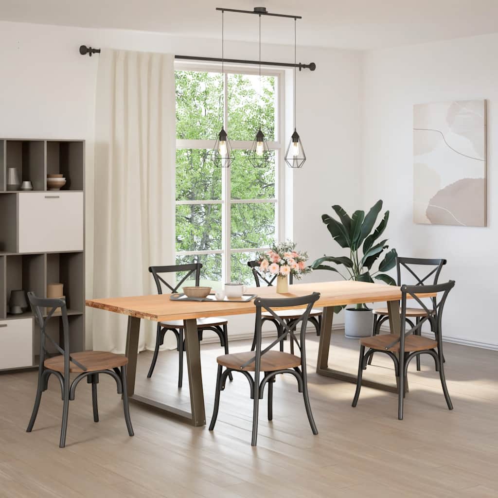 vidaXL Gambe per tavolo da pranzo a forma di V 2 pz in acciaio naturale 90x(72-73,3) cm