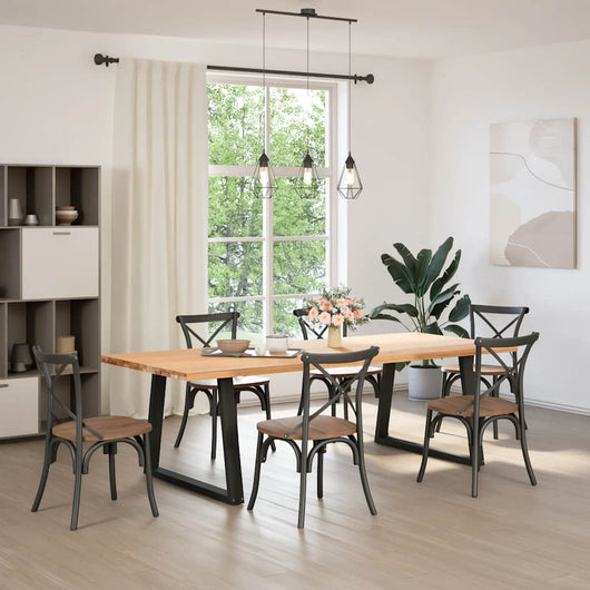 Gambe per tavolo da pranzo a forma di V 2 pz nere 100x(72-73,3) cm in acciaio