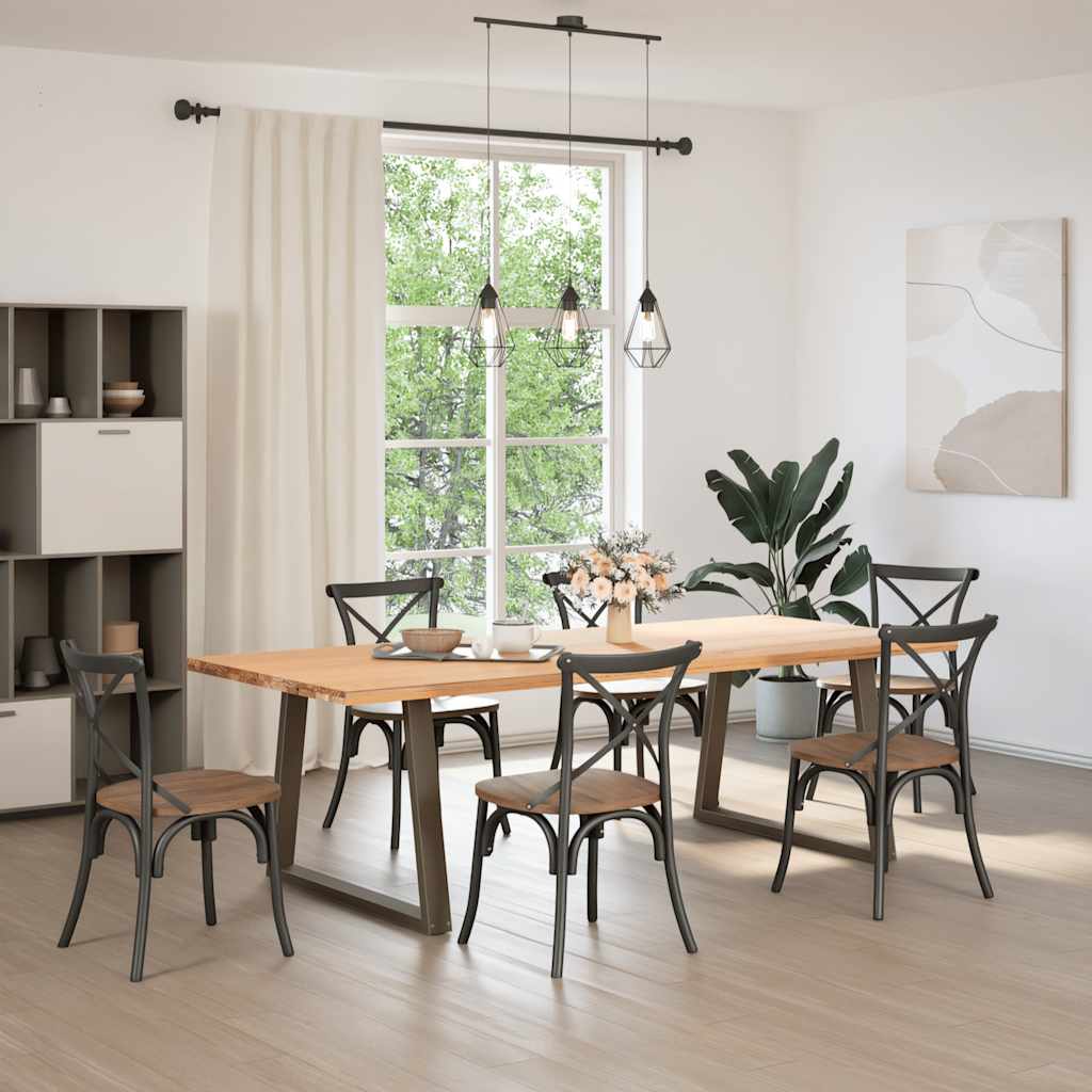 Gambe per tavolo da pranzo a forma di V 2 pz in acciaio naturale 100x(72-73,3) cm 4012583