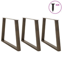Gambe per tavolo da pranzo a forma di V 3 pz in acciaio naturale 90x(72-73,3) cm