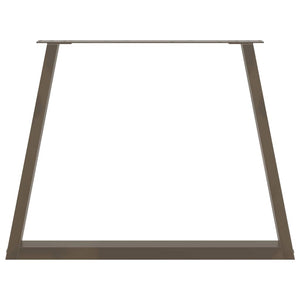 Gambe per tavolo da pranzo a forma di V 3 pz in acciaio naturale 90x(72-73,3) cm