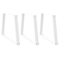 Gambe per tavolo da pranzo a forma di V 3 pz bianche 100x(72-73,3) cm in acciaio