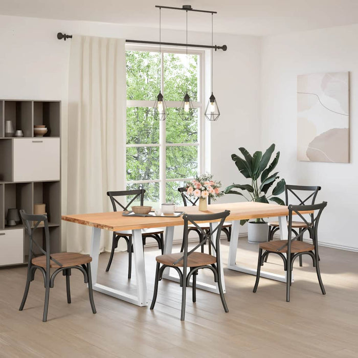 Gambe per tavolo da pranzo a forma di V 3 pz bianche 100x(72-73,3) cm in acciaio 4012597