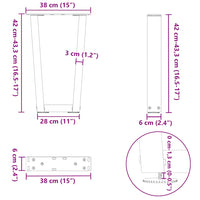 Gambe per Tavolino da Caffè a Forma di V 2 pz Nere 38x(42-43,3) cm Acciaio