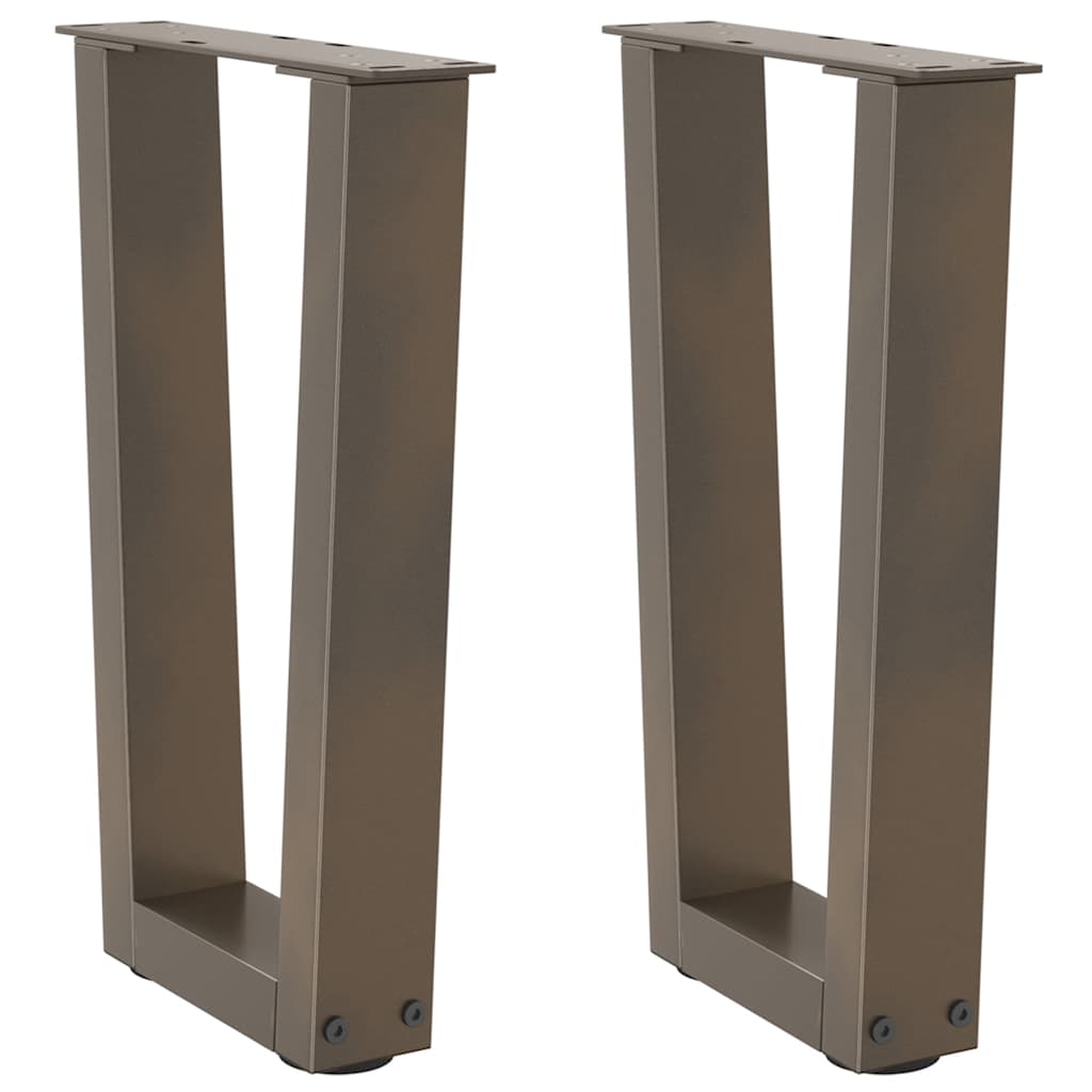 Gambe per Tavolino da Caffè a Forma di V 2 pz Acciaio Naturale 38x(42-43,3) cm Acciaio