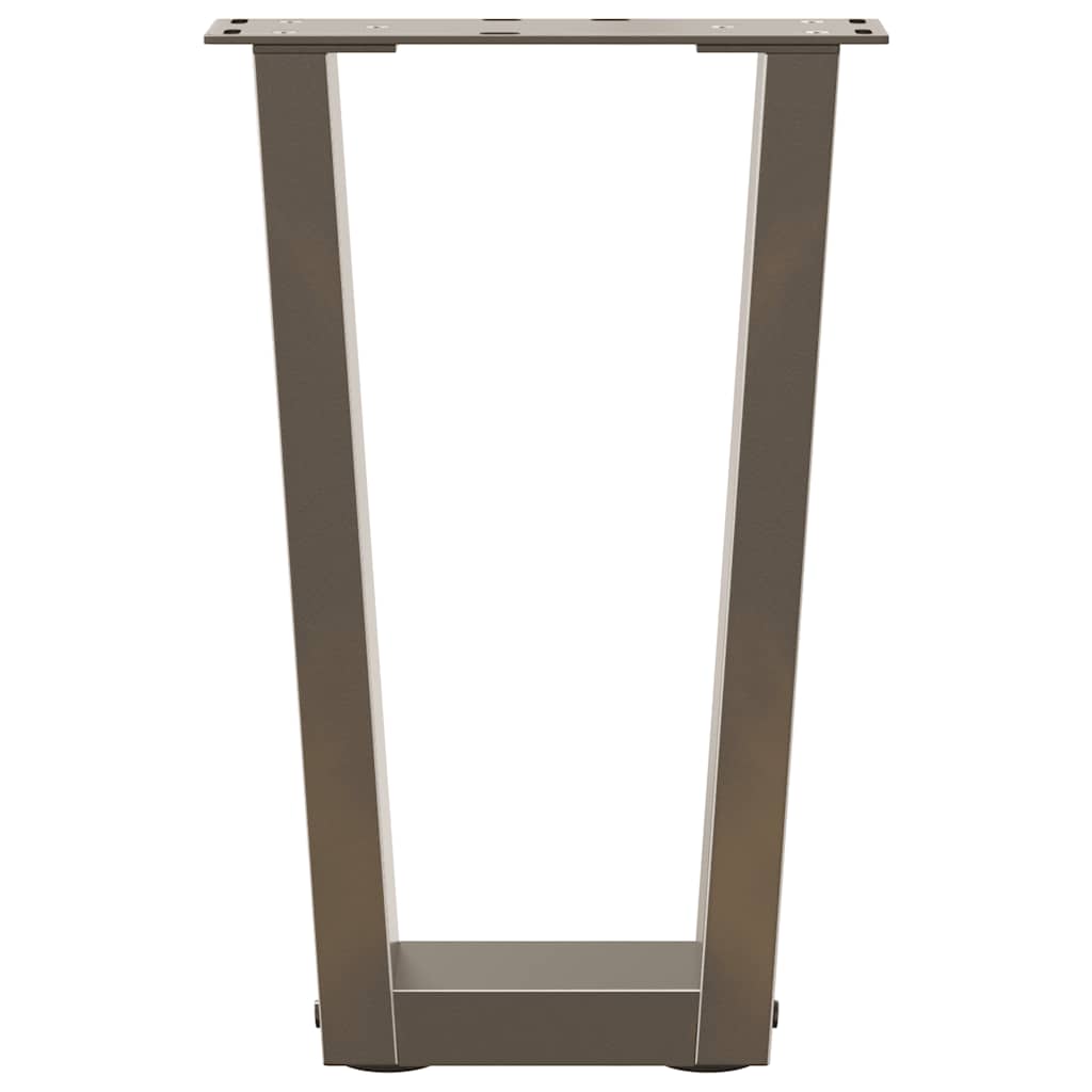 Gambe per Tavolino da Caffè a Forma di V 2 pz Acciaio Naturale 38x(42-43,3) cm Acciaio