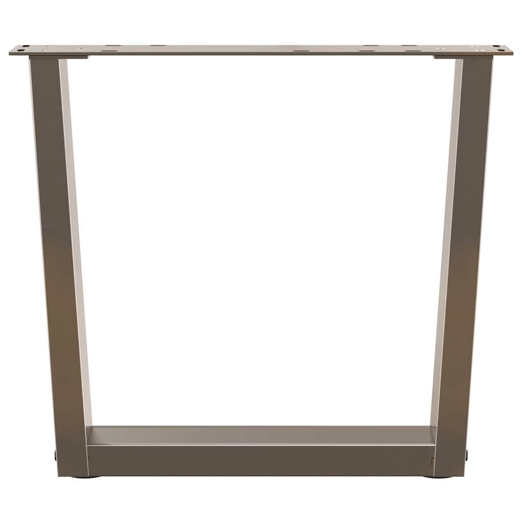 Gambe per Tavolino da Caffè a Forma di V 2 pz Acciaio Naturale 60x(42-43,3) cm Acciaio 4012635