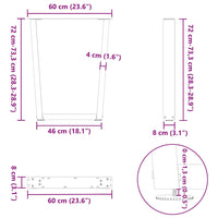 vidaXL Gambe per tavolo da pranzo a forma di V 2 pz Antracite 60x(72-73,3) cm Acciaio