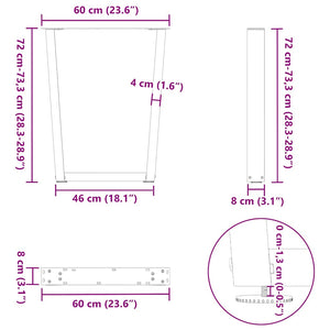 vidaXL Gambe per tavolo da pranzo a forma di V 2 pz Antracite 60x(72-73,3) cm Acciaio