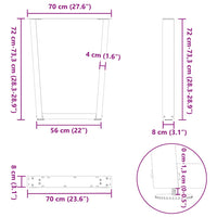Gambe per tavolo da pranzo a forma di V 2 pz nere 70x(72-73,3) cm in acciaio