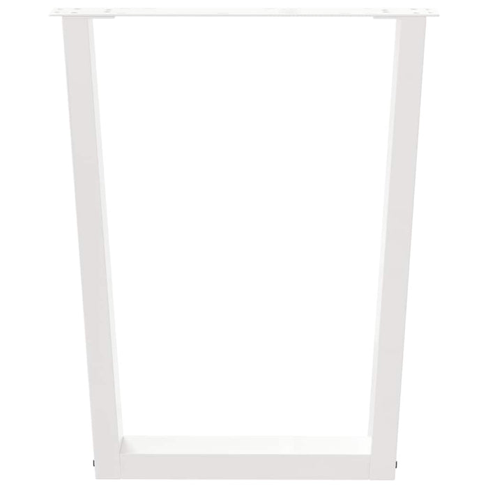 Gambe per tavolo da pranzo a forma di V 2 pz bianche 70x(72-73,3) cm in acciaio