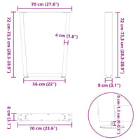 Gambe per tavolo da pranzo a forma di V 2 pz bianche 70x(72-73,3) cm in acciaio 4012645