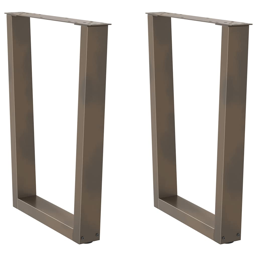 Gambe per tavolo da pranzo a forma di V 2 pz in acciaio naturale 70x(72-73,3) cm