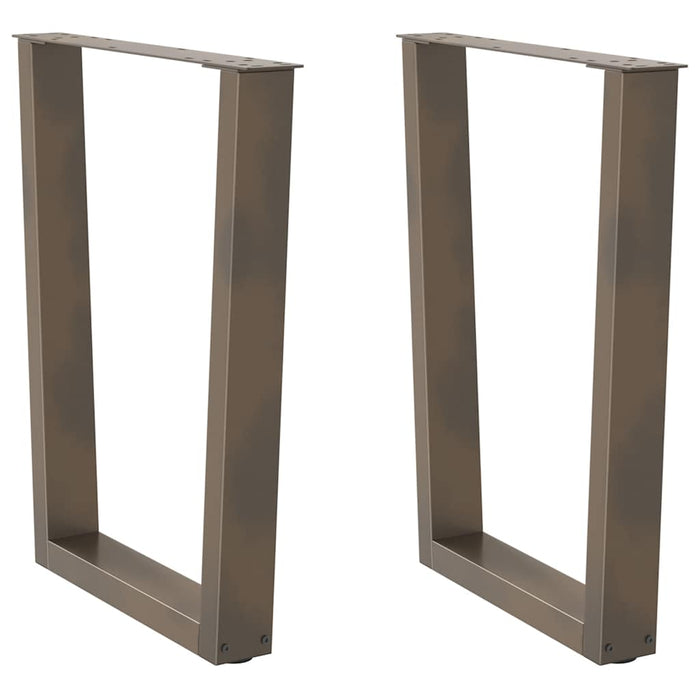 Gambe per tavolo da pranzo a forma di V 2 pz in acciaio naturale 70x(72-73,3) cm