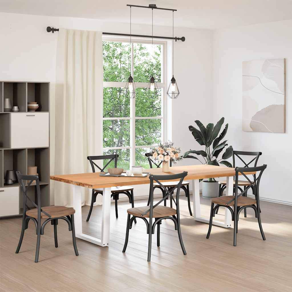 vidaXL Gambe per tavolo da pranzo a forma di V 2 pz bianche 80x(72-73,3) cm in acciaio