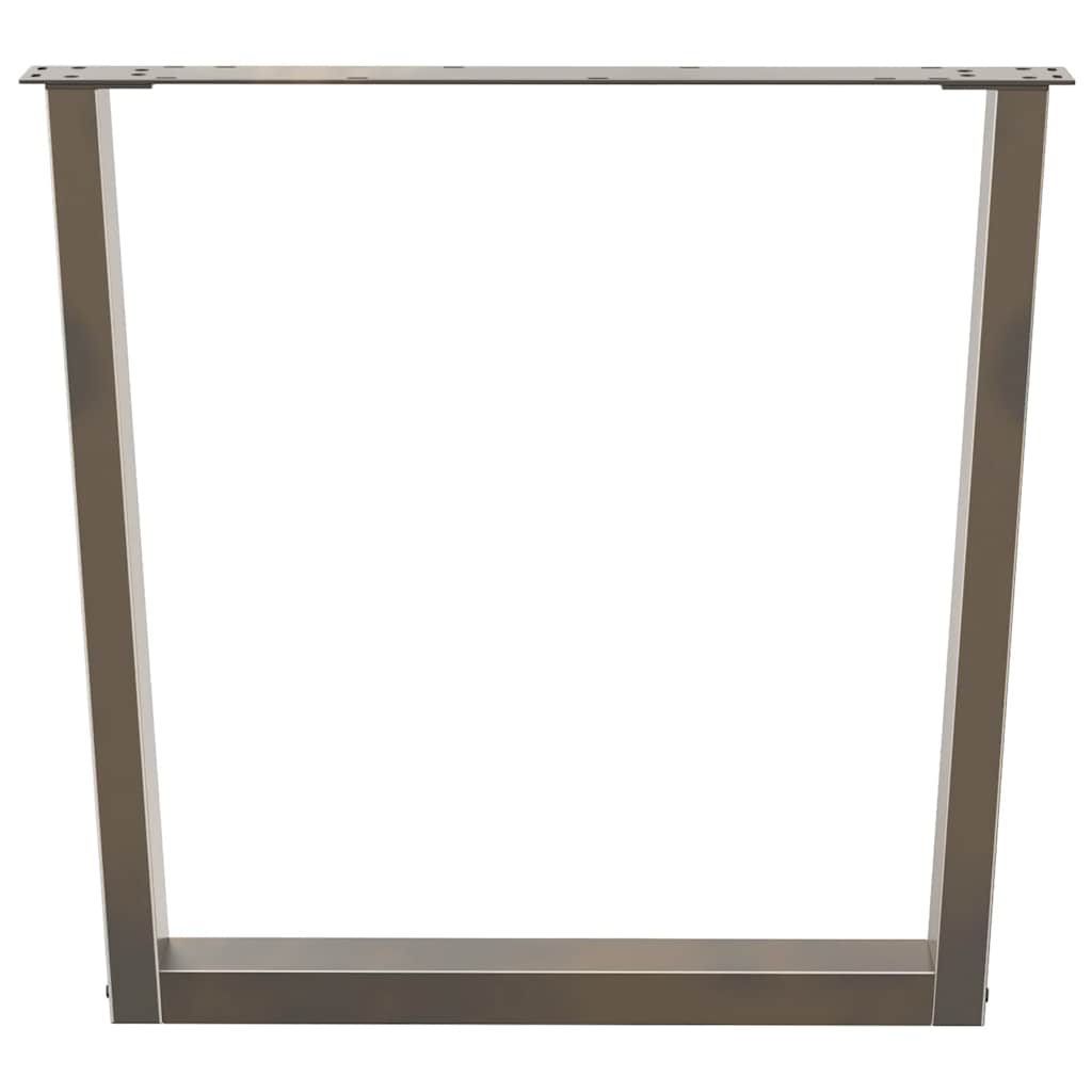Gambe per tavolo da pranzo a forma di V 2 pz in acciaio naturale 80x(72-73,3) cm 4012651