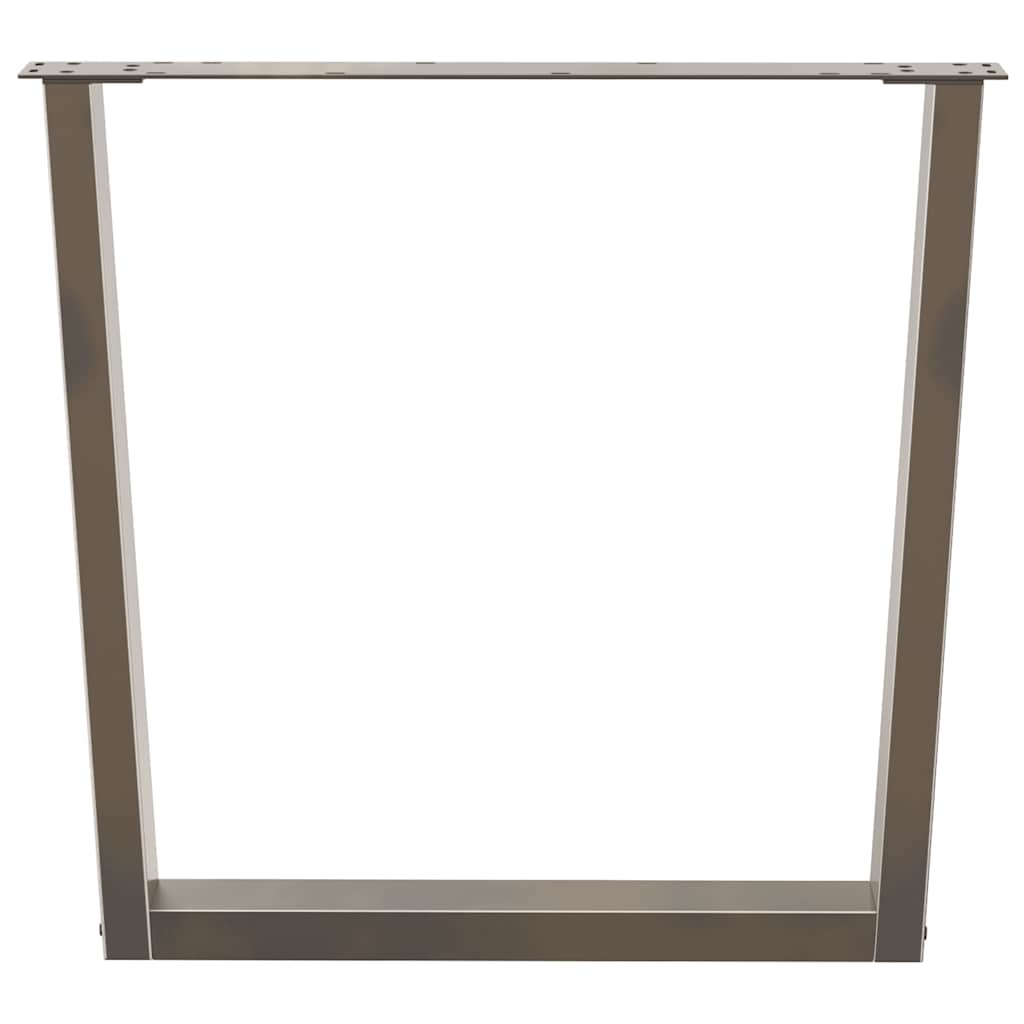 Gambe per tavolo da pranzo a forma di V 2 pz in acciaio naturale 90x(72-73,3) cm 4012655