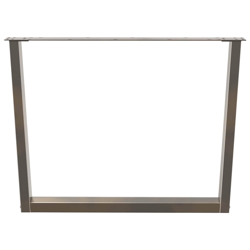 Gambe per tavolo da pranzo a forma di V 2 pz in acciaio naturale 100x(72-73,3) cm 4012659