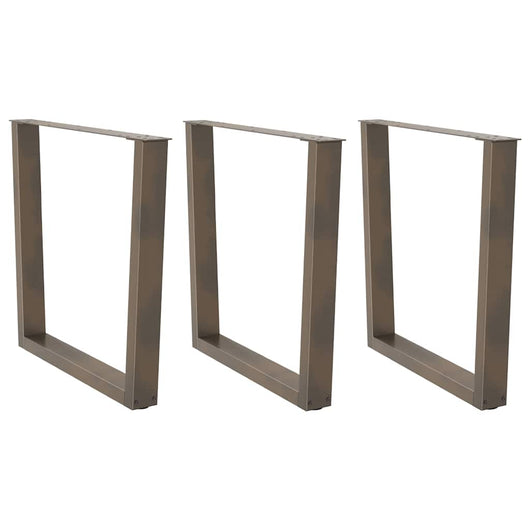 Gambe per tavolo da pranzo a forma di V 3 pz in acciaio naturale 90x(72-73,3) cm
