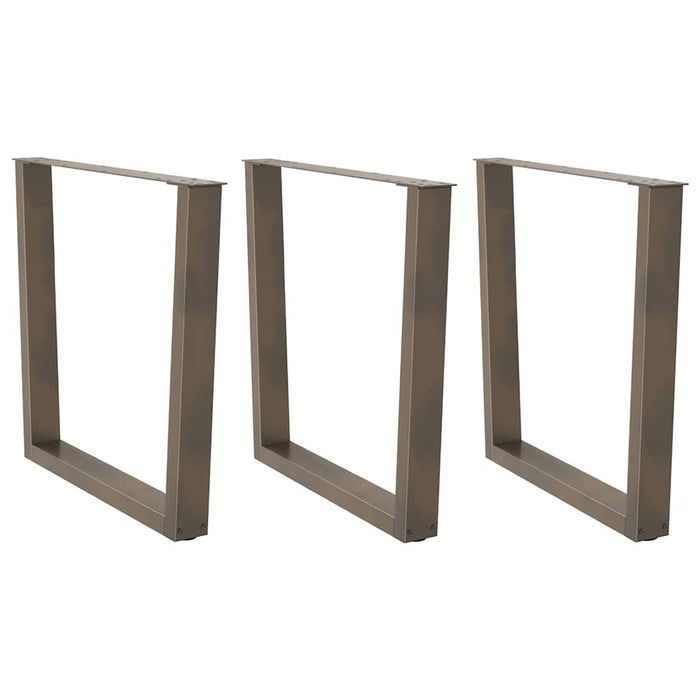 Gambe per tavolo da pranzo a forma di V 3 pz in acciaio naturale 90x(72-73,3) cm