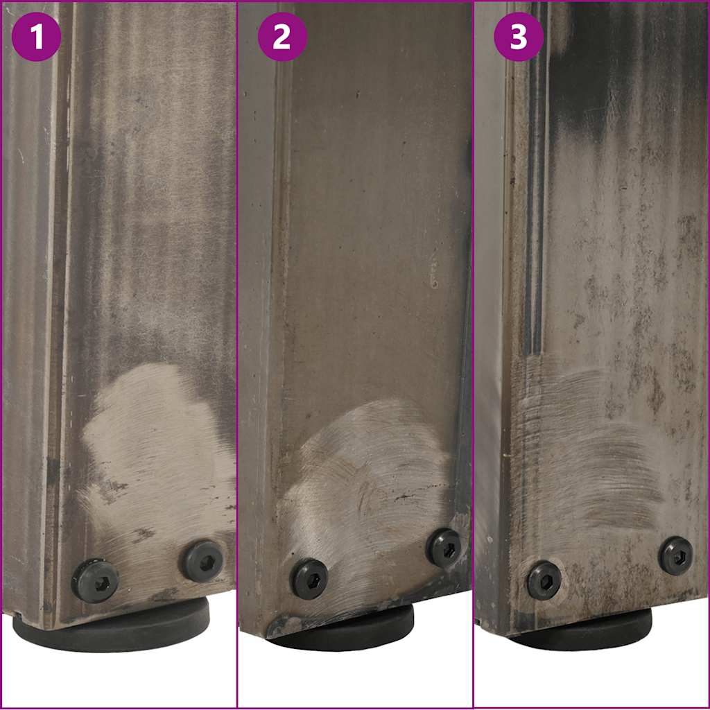 Gambe per tavolo da pranzo a forma di V 3 pz in acciaio naturale 90x(72-73,3) cm