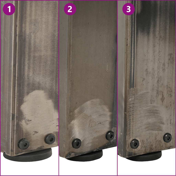 Gambe per tavolo da pranzo a forma di V 3 pz in acciaio naturale 90x(72-73,3) cm